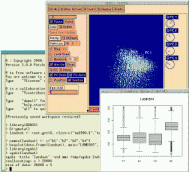 Sample session of GRASS and R and Xgobi